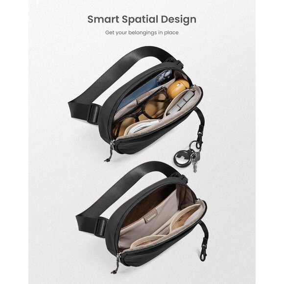 Unisex Black Lightweight RFID-Blocked Belt Bag 1.5L for Travel and Daily Use - Picture 4 of 9